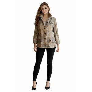 Chico's Linen Jacket Coat Blazer Snakeskin WOMAN'S Women's Size 3 Extra LARGE 16